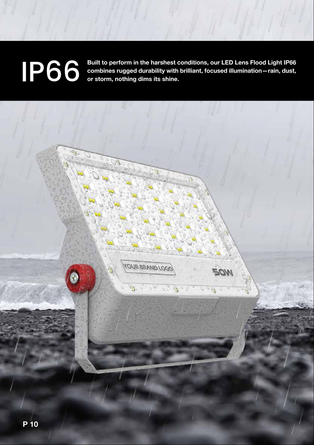 IP66 flood light in rain